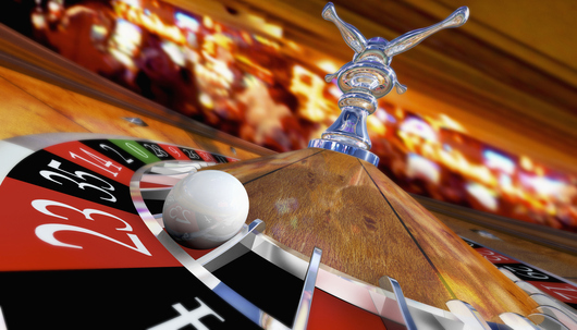 Casino Roulette with Ball on Number 23