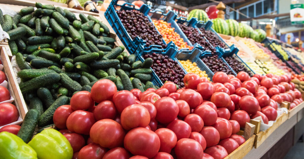 Vegetable farmer market counter
