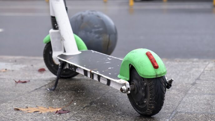 Parked electric scooter in Bucharest, Romania
