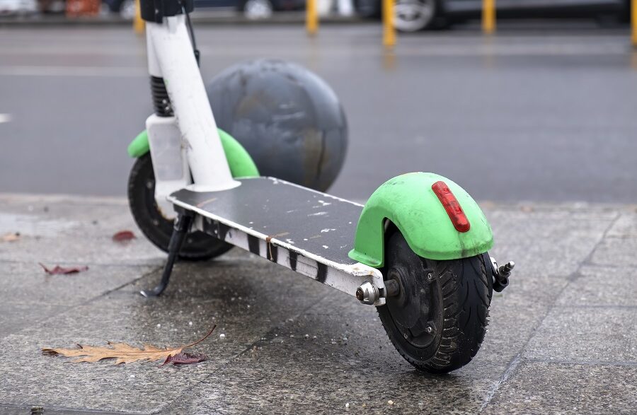 Parked electric scooter in Bucharest, Romania