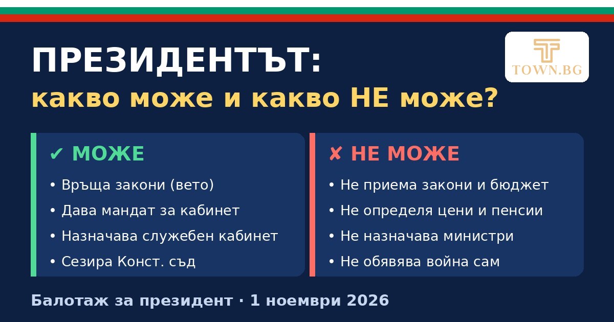 Какво може и какво не може президентът на България – правомощия преди балотажа на 1 ноември 2026